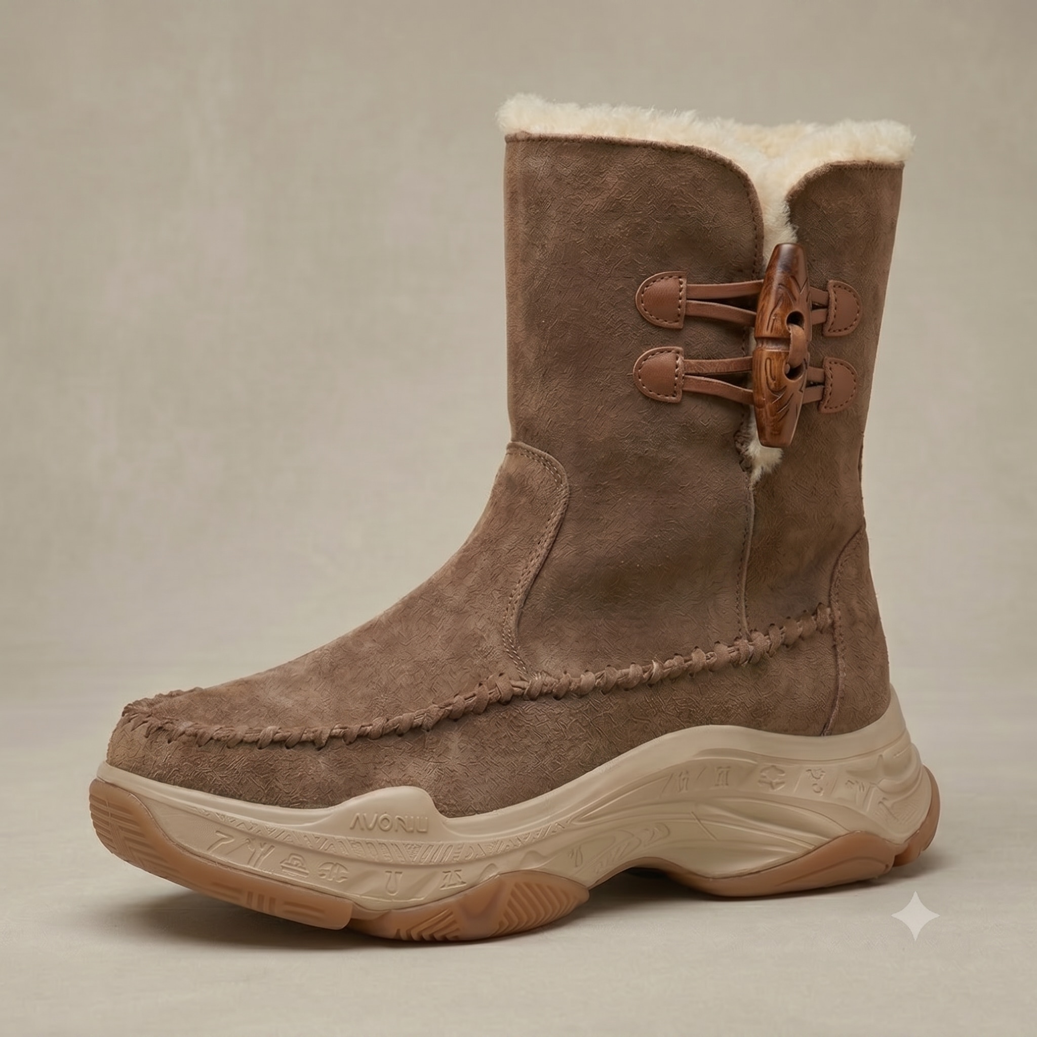 AUMU Tall Winter Boot in Mocha front view